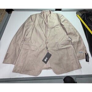 $349 NWT Stacy Adams Suit Jacket Blazer And Vest Size 48L Solid Light Carmel New